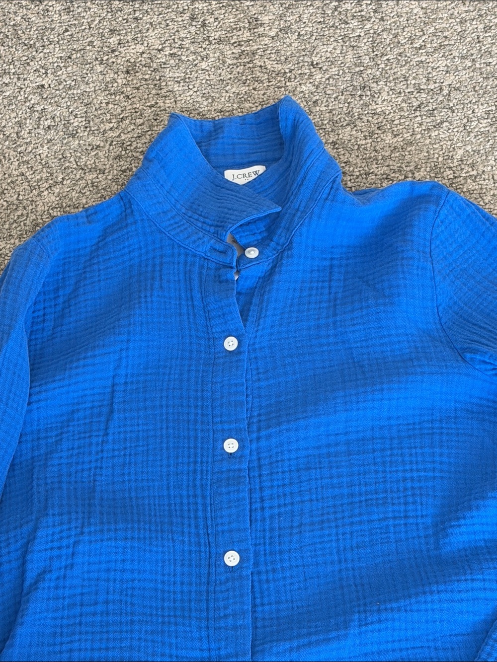 J. Crew Factory Women’s Blue Button-down Gauze Tunic Cover-up Resort Size medium - Picture 2 of 3